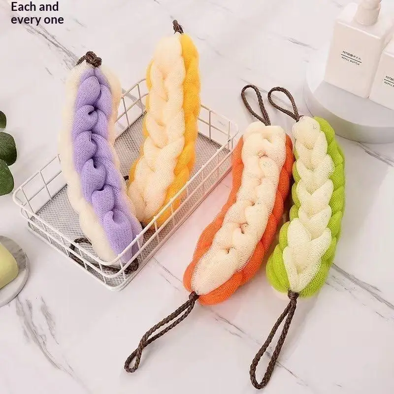 Bath Brush PE Frosted Cloth Mesh Shower Towel Massage Brush Bathroom Cleaning Sponge Brush