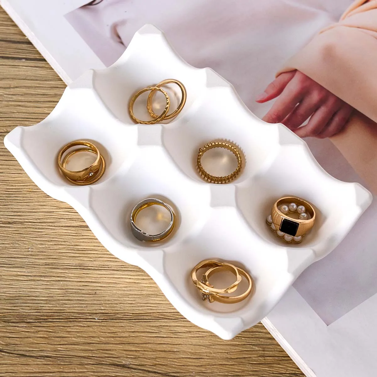 6-Compartment Egg Holder Silicone Mold DIY Jewelry Staorage Box Casting Molds Plaster Resin Craft Making Home Decor Supplies - view 2
