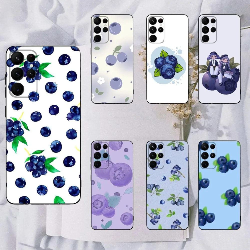 Fruit Blueberries Phone Case For Samsung Galaxy A20,A21s,A22,A31,A32,A52,A53,A72,73,A80,A91 Soft Black Cover