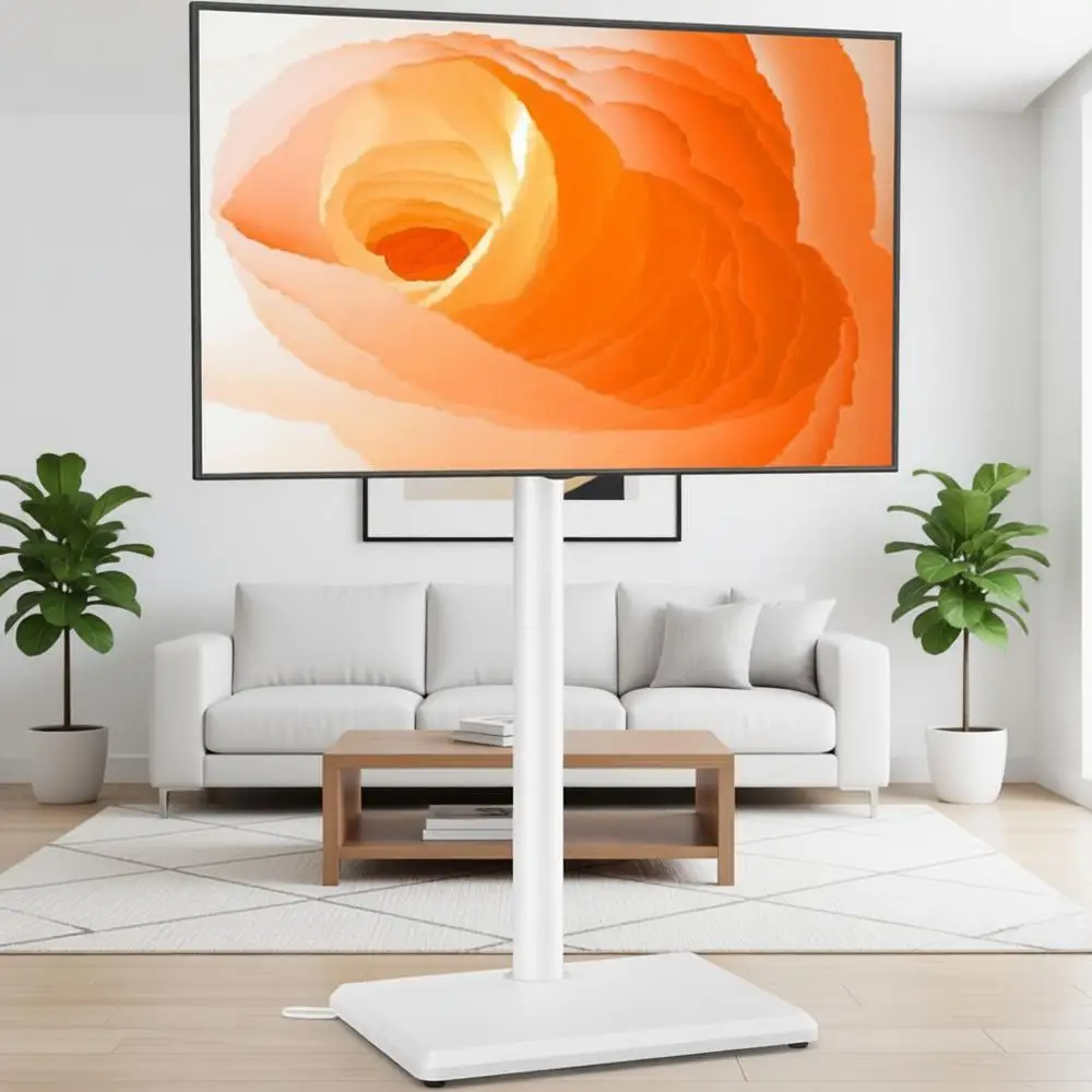 

Регулируемая по высоте напольная подставка для телевизоров с диагональю 32-60 дюймов, до 88 фунтов, белая