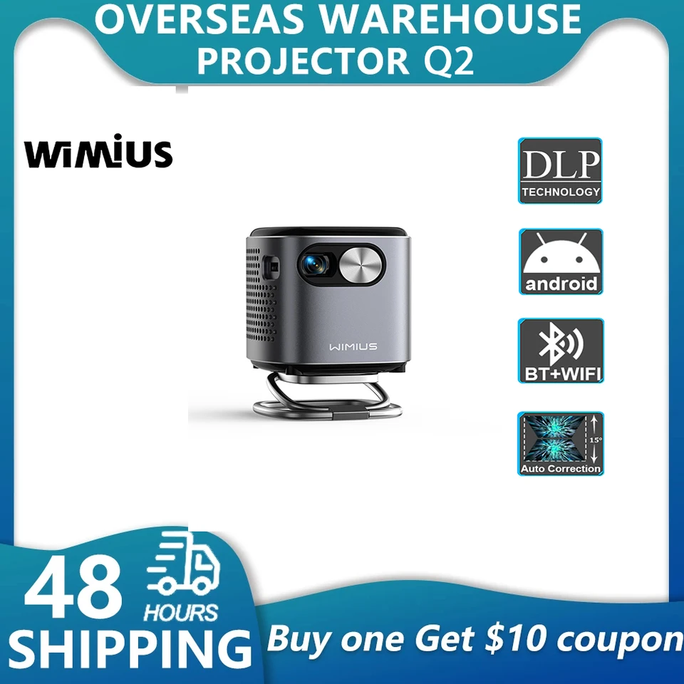 Wimius DLP Mini projector 1080P HD Supported 400ANSI Android TV