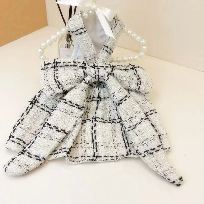 Autumn and Winter Woven Woolen Bow Suspender Skirt for Dogs Dress for Cats Pet Clothes Puppy Dog Dresses Christmas Clothes