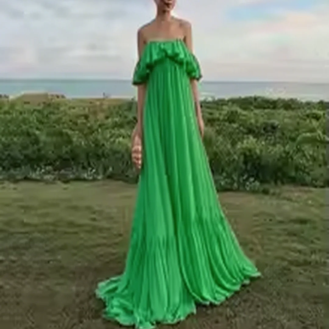 

Customized chiffon strapless sleeveless A-line ball gown formal evening dresses party prom gowns for women