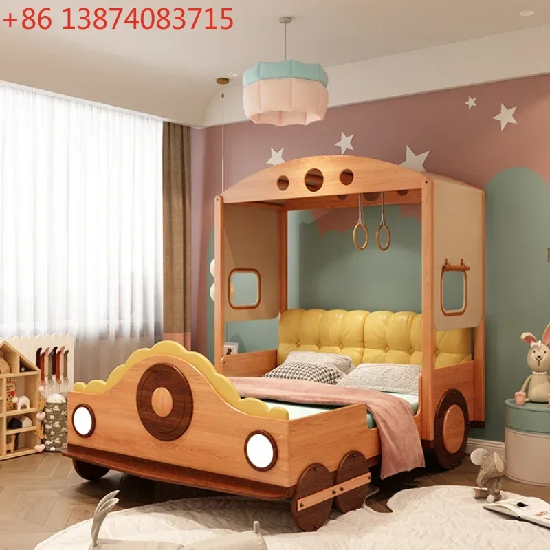 Solid Wood Children's Bed Creative Cartoon Tokas Fire Lathe