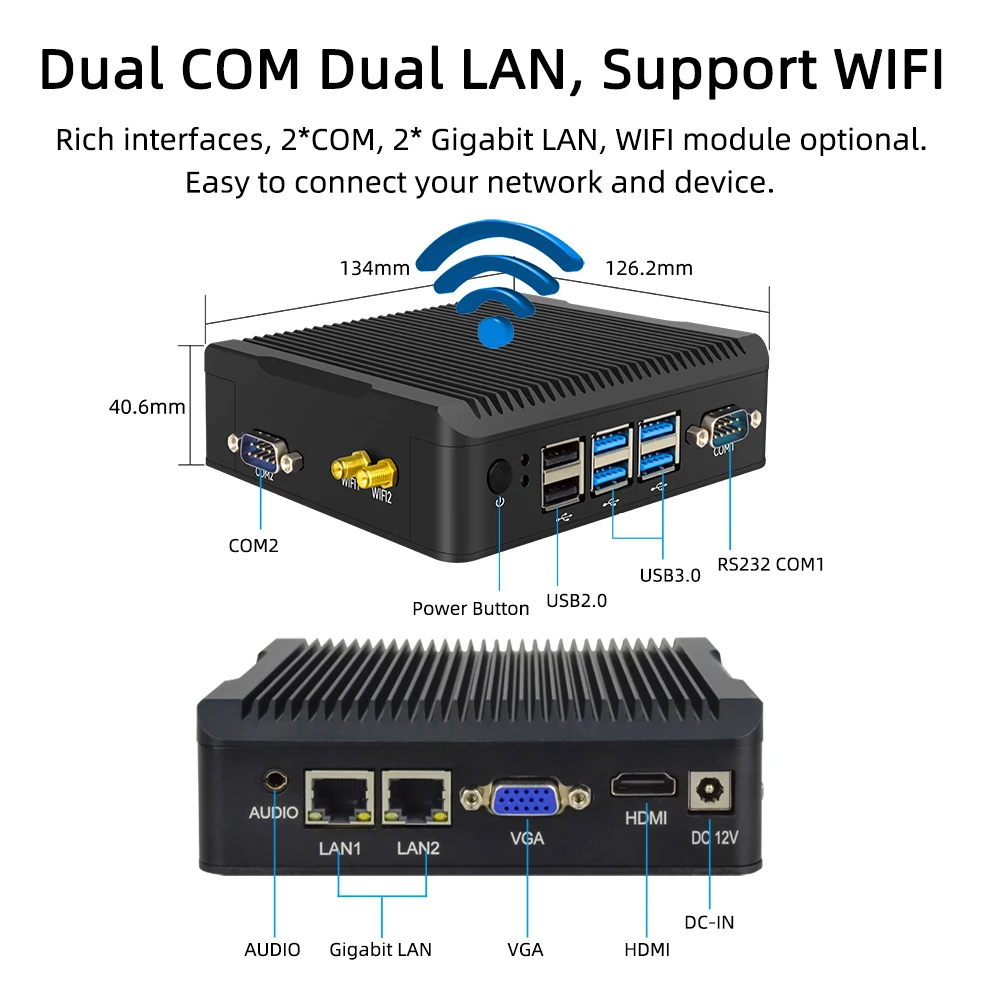 TexHoo Mini PC N5095 Industrial Motherboard Pc Linux Ubuntu 2Com 2Lan HDMI VGA DDR4 Industrial Server Mini Computer
