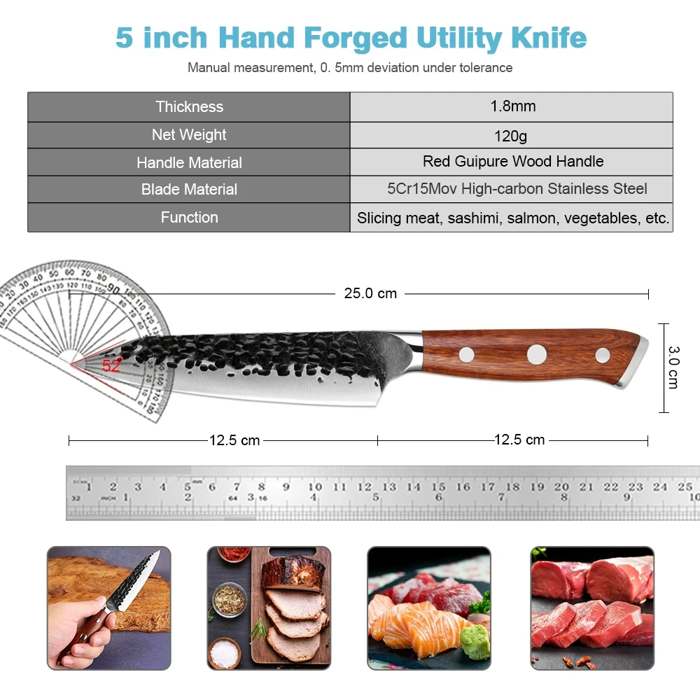 XITUO Professional 5Cr15MoV High-Carbon Stainless Steel Utility Knife Fruit Knife Essential Household Kitchen Utility Knife
