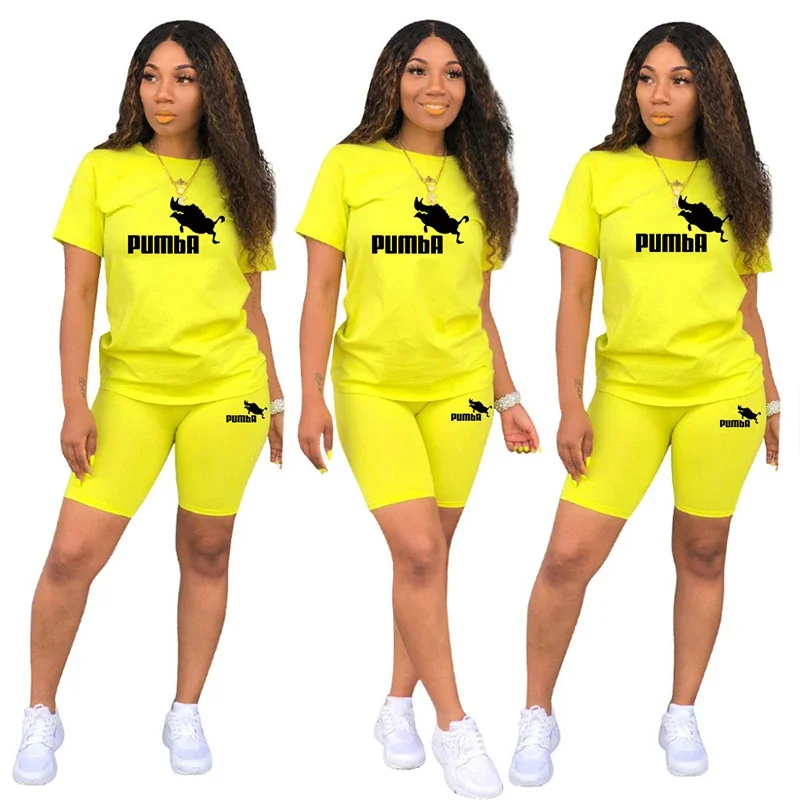 Tracksuit Two Piece Set for Women Ladies Woman Clothing Casual O-Neck T-Shirts Shorts Short Sleeve Summer Matching Sets Women\'s