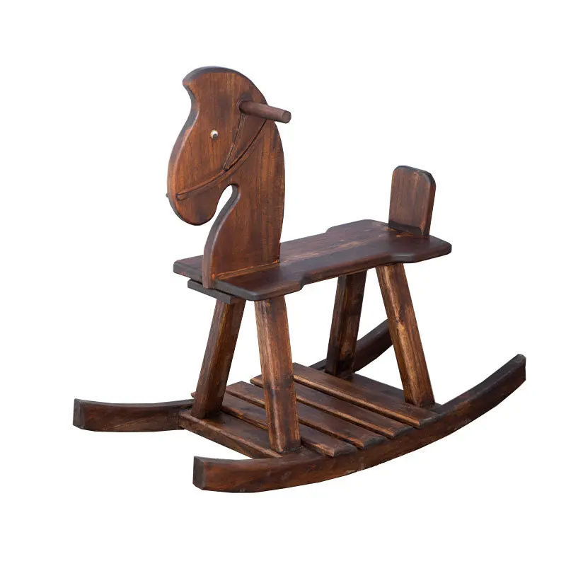 Children's rocking horse Solid wood Trojan horse Toddler toy Wooden adults can sit baby Birthday gift boy
