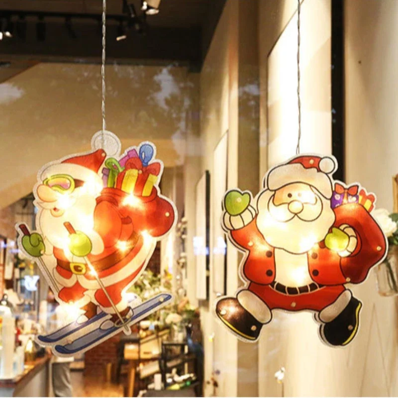 LED Christmas Decoration Suction Cup Light, Santa Claus Snowman Shaped Light, Christmas Shop Window Decoration, Home Decoration