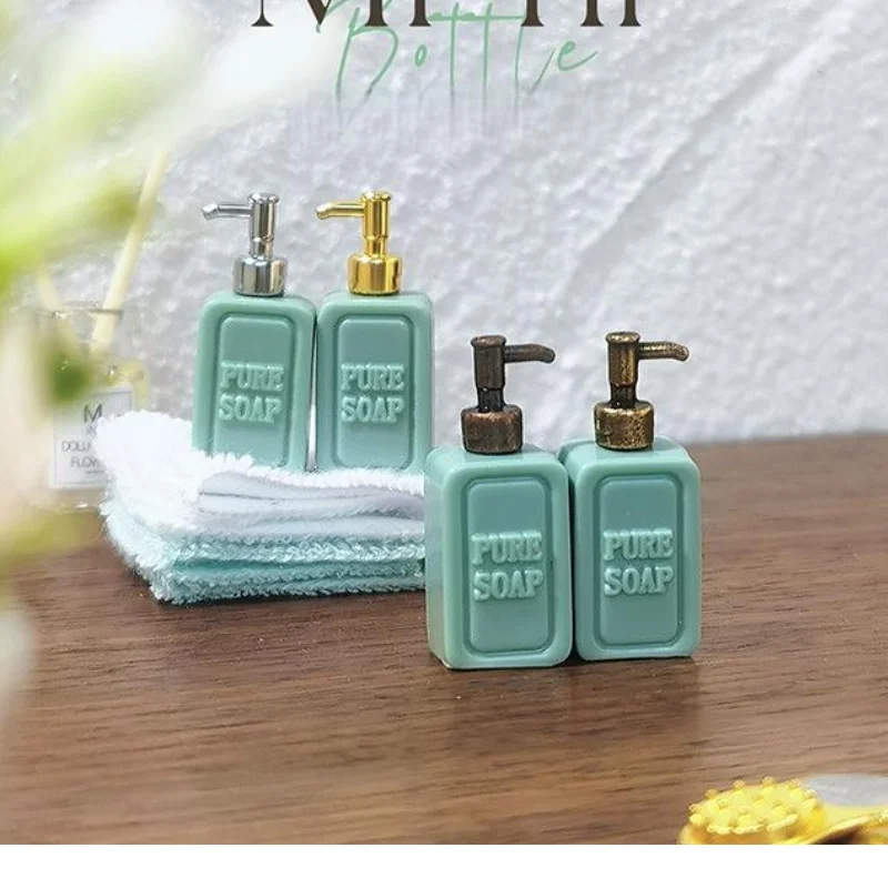 

4Pcs Dollhouse Bathroom Accessories Mini Split Bottle Pretend Play Furniture Toy Miniature Soap Dispenser Model Doll House Decor
