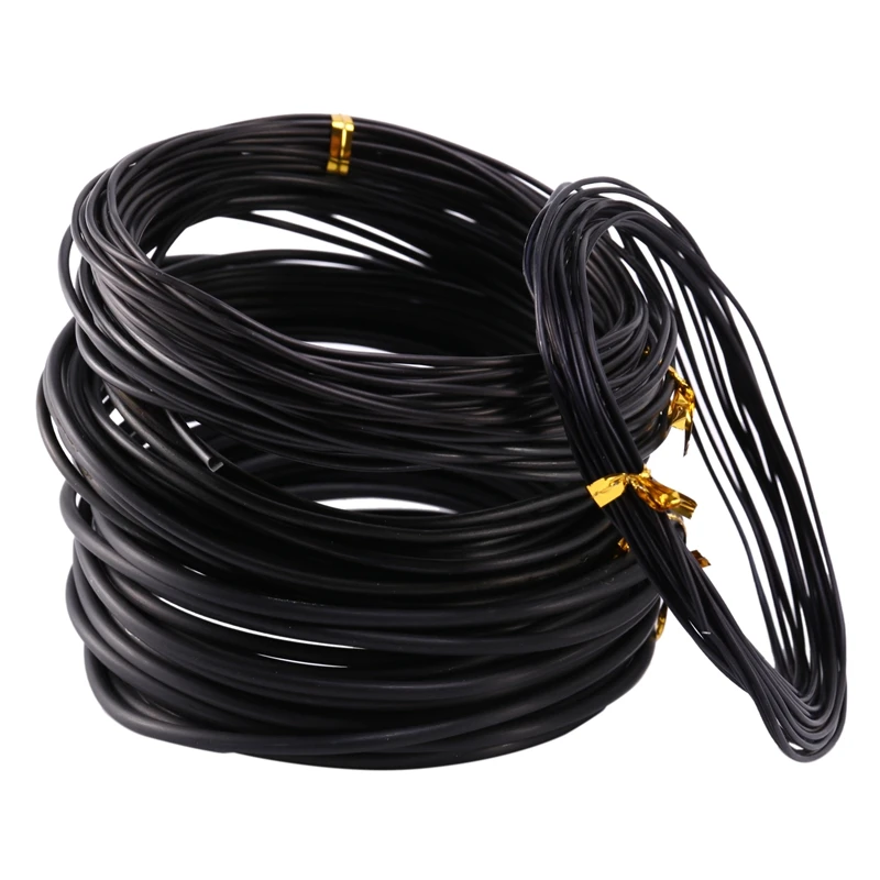 Set di 5 fili da allenamento per bonsai in alluminio anodizzato, set da 5,0 mm, 1,5 mm, 2,0 mm, 2,5 mm, 3,0 mm (147 piedi totali) - Scegli il tuo colore (5 dimensioni, nero)