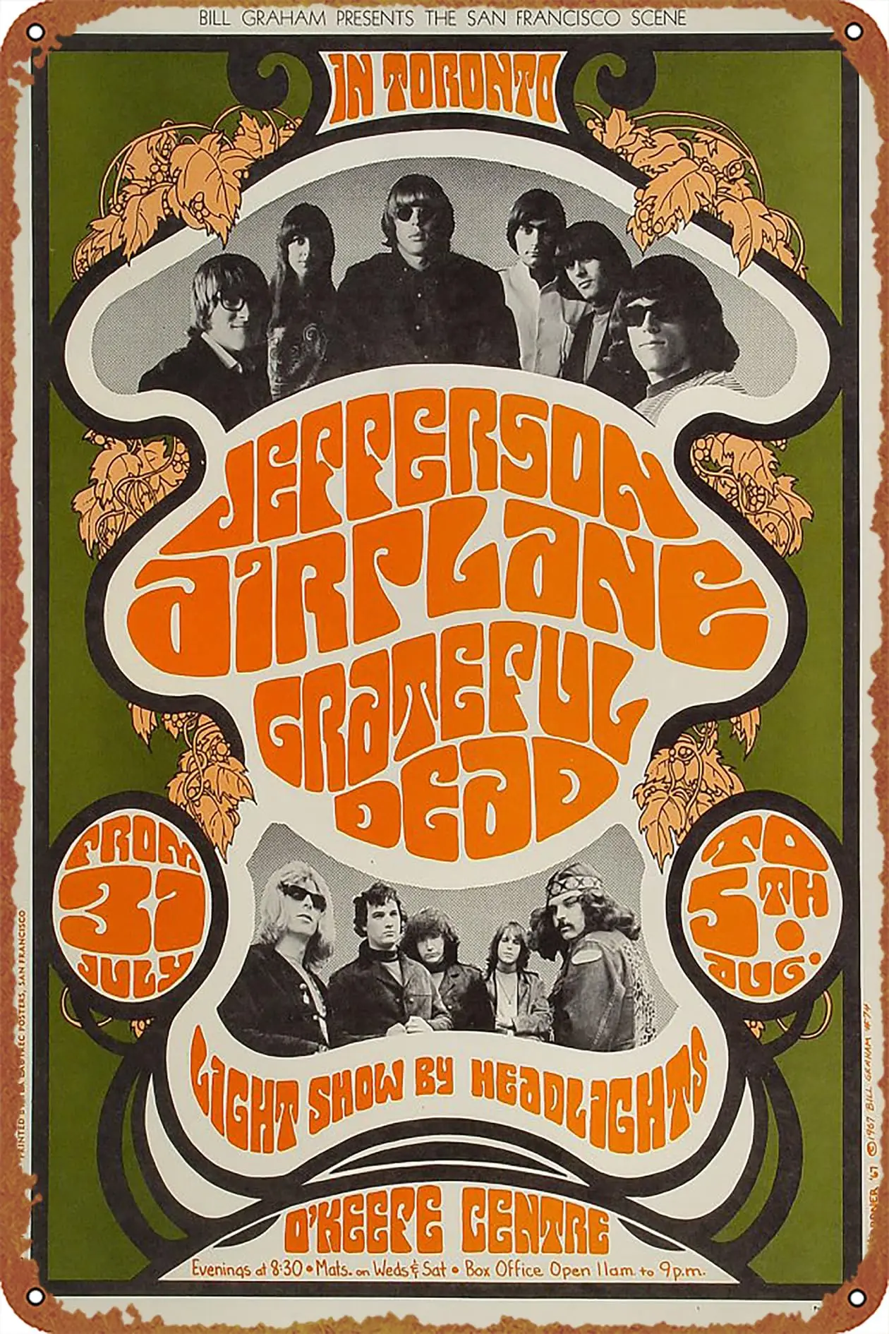 Jefferson Airplane Music Poster Metal Tin Sign Retro Wall Signs for Home Cafe Bar Pub Wall Decor 8x12 inch