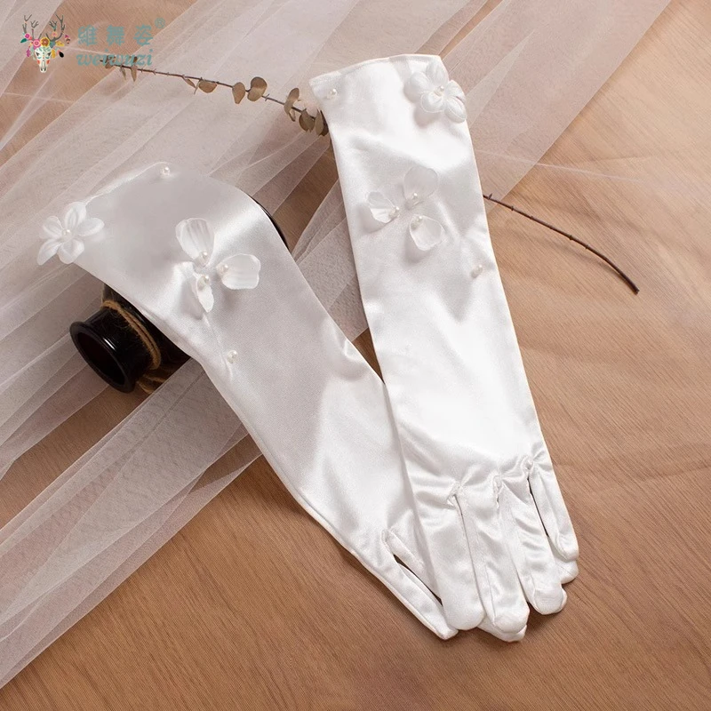 빈티지 우아한 레이스 수제 흰색 새틴 신부 장갑 Christmals 파티 장갑 웨딩 파티 웨딩 장갑 여러 스타일