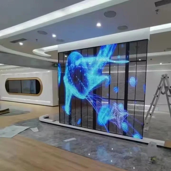 Screen Display Flexible Transparent Led Modules for Window Displays Ultra-narrow Waterproof Transparent Soft Led Curtain Mesh