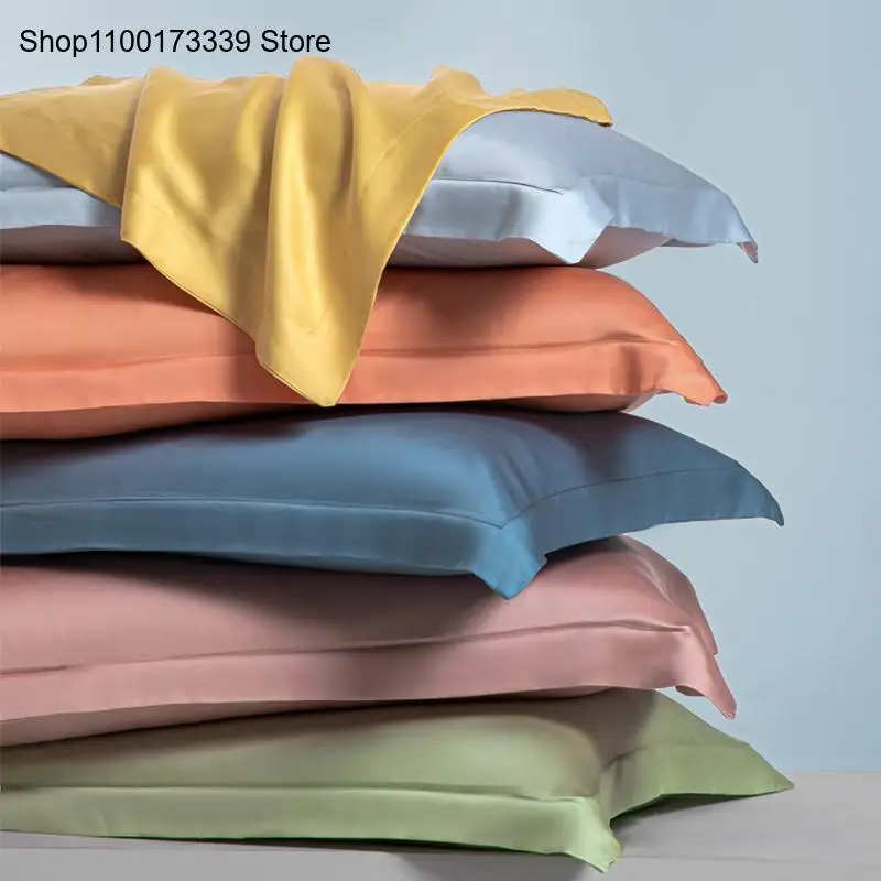 Summer Pillowcase Paired with Household Silk Pillowcase Pure Color High-End Feeling Single Student Dormitory Bile Cover