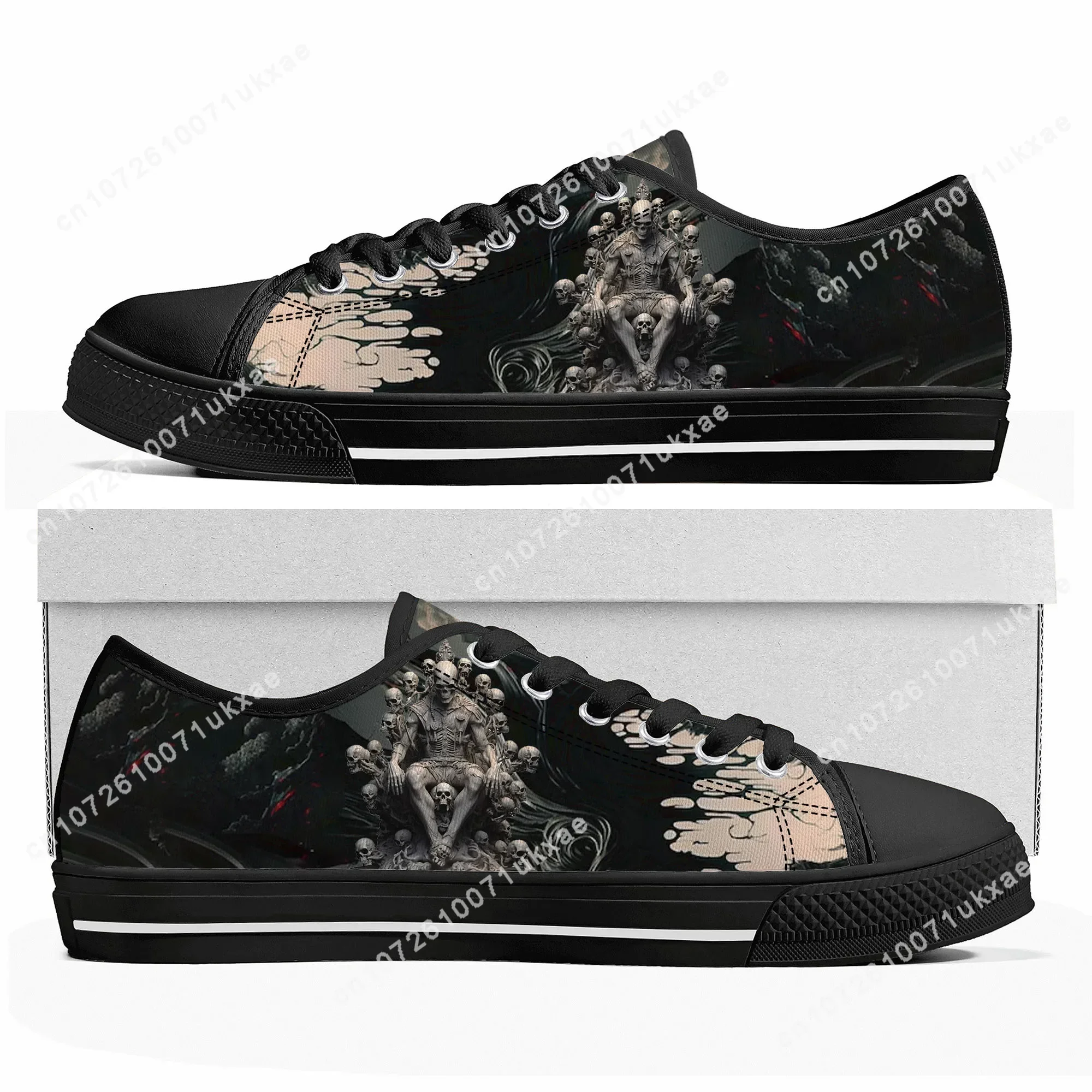 SKull PAisley Gothic Goth Punk Low Top Sneakers Mens Womens Teenager Canvas Sneaker Casual Custom Made Shoes Customize Shoe
