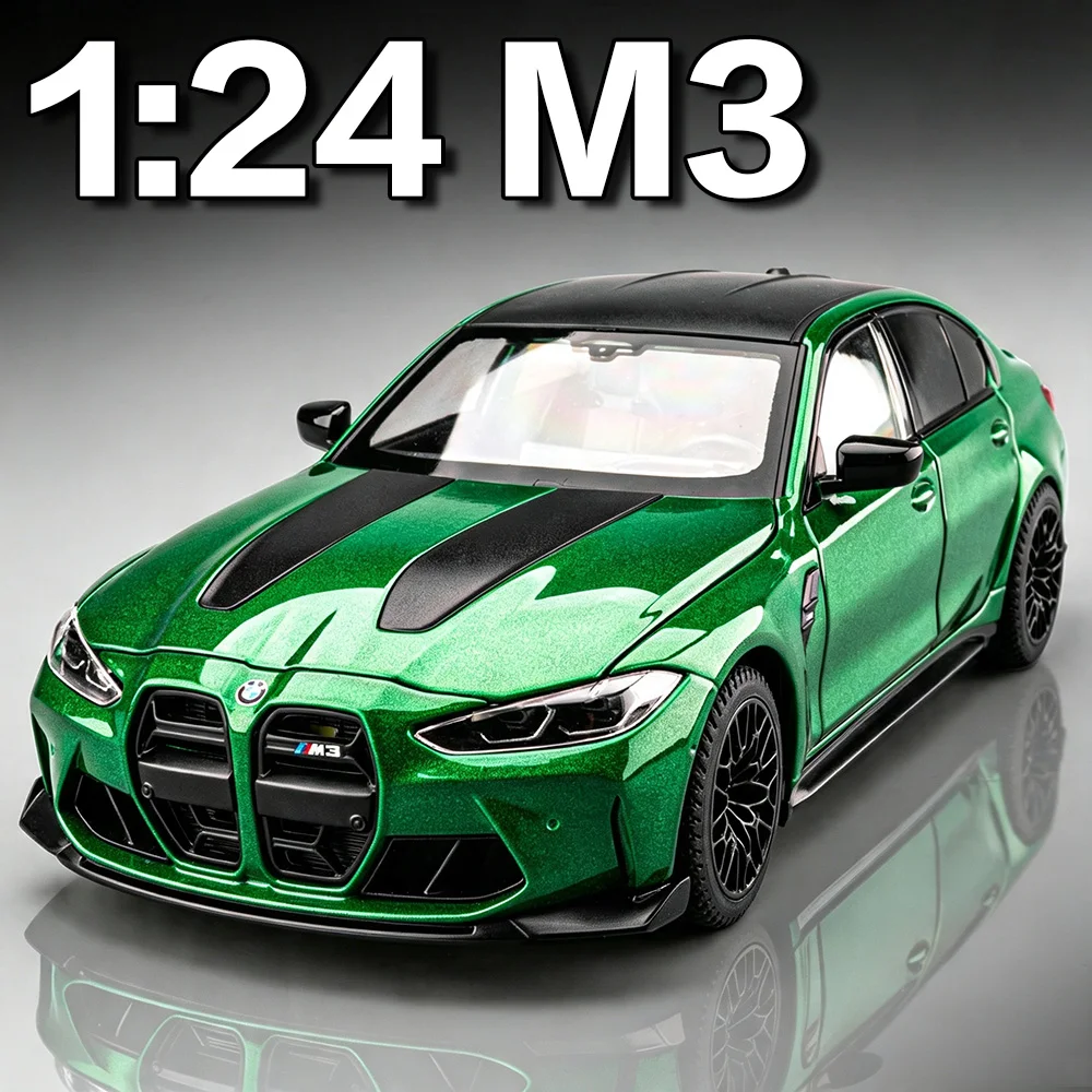 1:24 M3 CS LCI 530Li Alloy Sport Car Diecast Models Toys Shock Absorption with Sound Light Pull Back Vehices Exquisite Ornaments