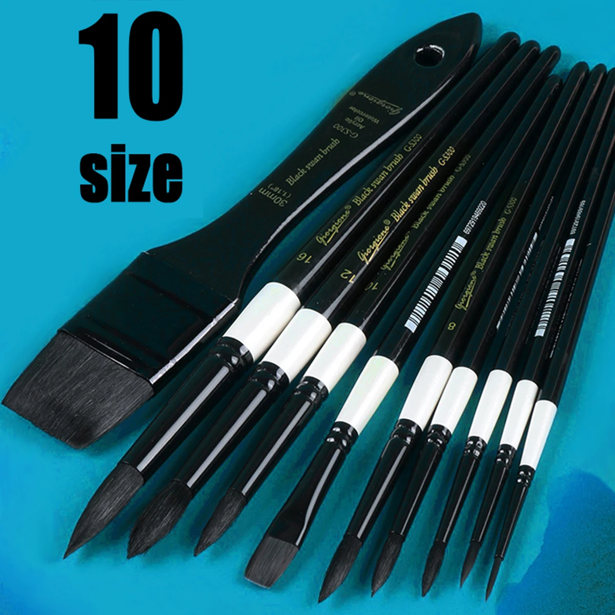 

GIORGIONE Black Swan Watercolor Brushes Set 10 Pcs Professional Artist Paintbrush Synthetic Squirrel Hair Brush Woden Penholder