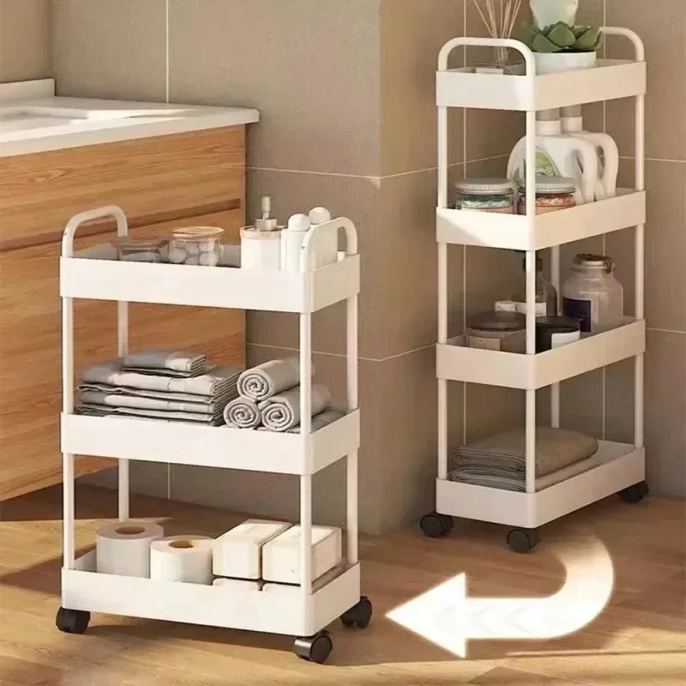 3/4/5 Layers Rolling Storage Cart High Capacity Storage Shelf Movable Gap Storage Rack Kitchen Bathroom and Livingroom Organizer