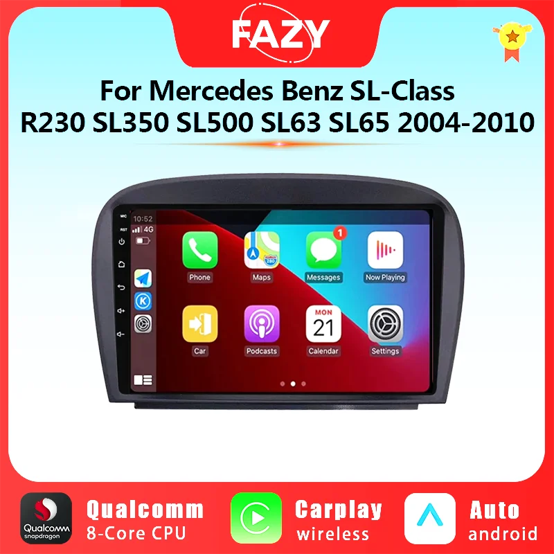 Radio Multimedia con GPS para coche, reproductor con Android, 9 pulgadas, DSP, estéreo, 4G, para Mercedes Benz sl-class R230, SL350, SL500, SL63, SL65, 2004-2010