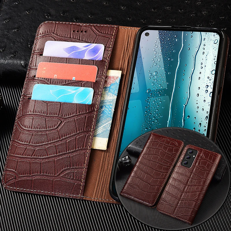 

Чехол-книжка из натуральной кожи с крокодиловым животом для Samsung Galaxy A12 A22 A32 A52 A72 A13 A23 A53 A73 4G 5G, чехлы для телефонов