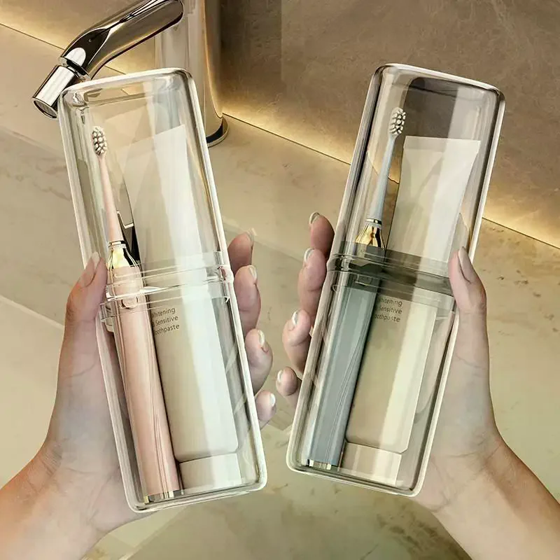 Portable 2 In 1 Travel Toothbrush Holder Case Thickened Clear Large Capacity For Business Trips Camping Travel