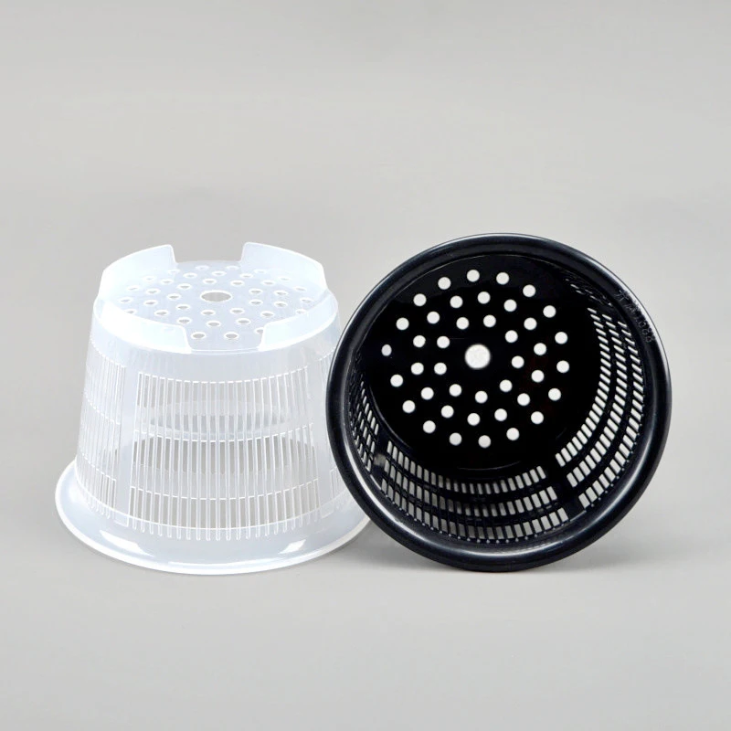 Orchid Clear Mesh Cup Potted Plant Flower Nursery Tray Basket Plastic Breathable Container Hanging Hole White Black
