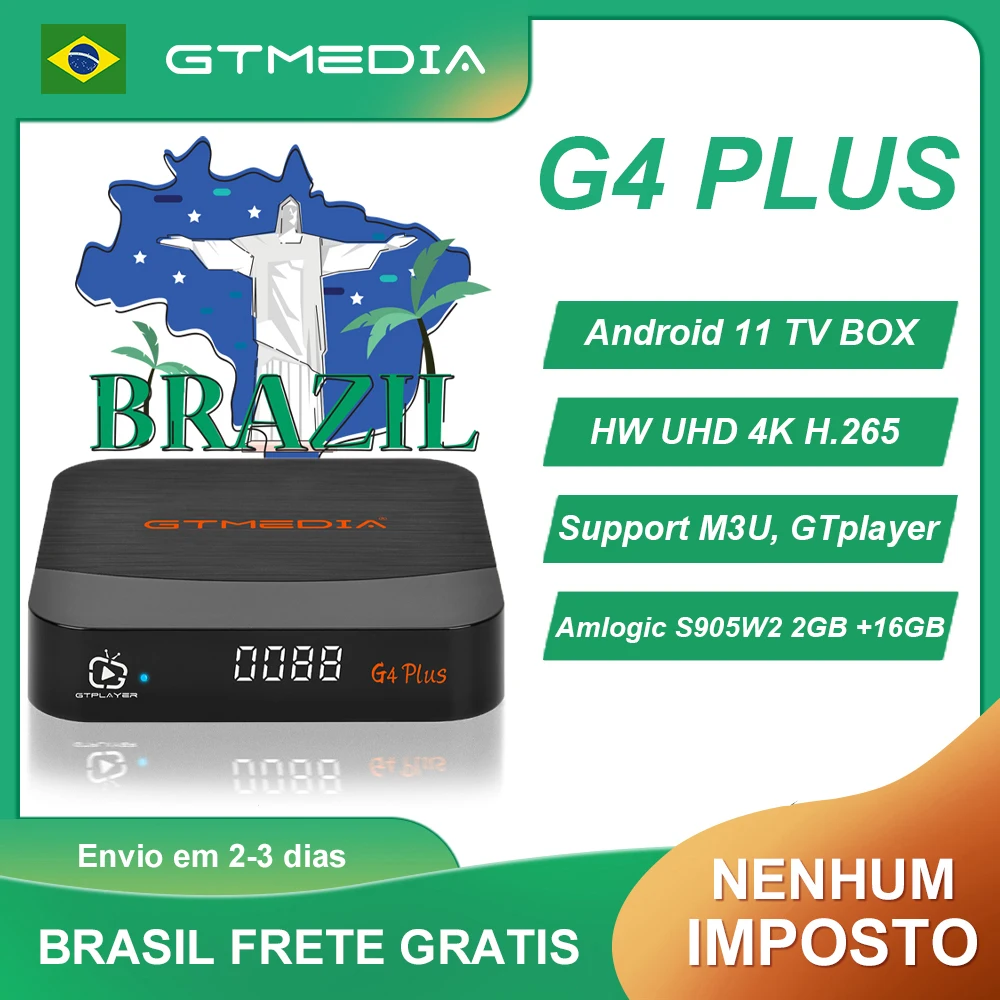 

GTMEDIA G4 PLUS Set Top Box 4K H.265 Android 11 TV Box, 2GB+16GB Built-in Wifi 2.4G/5.8G+BT4.1 802.1.1b/g/n/ac GTplayer TV Box