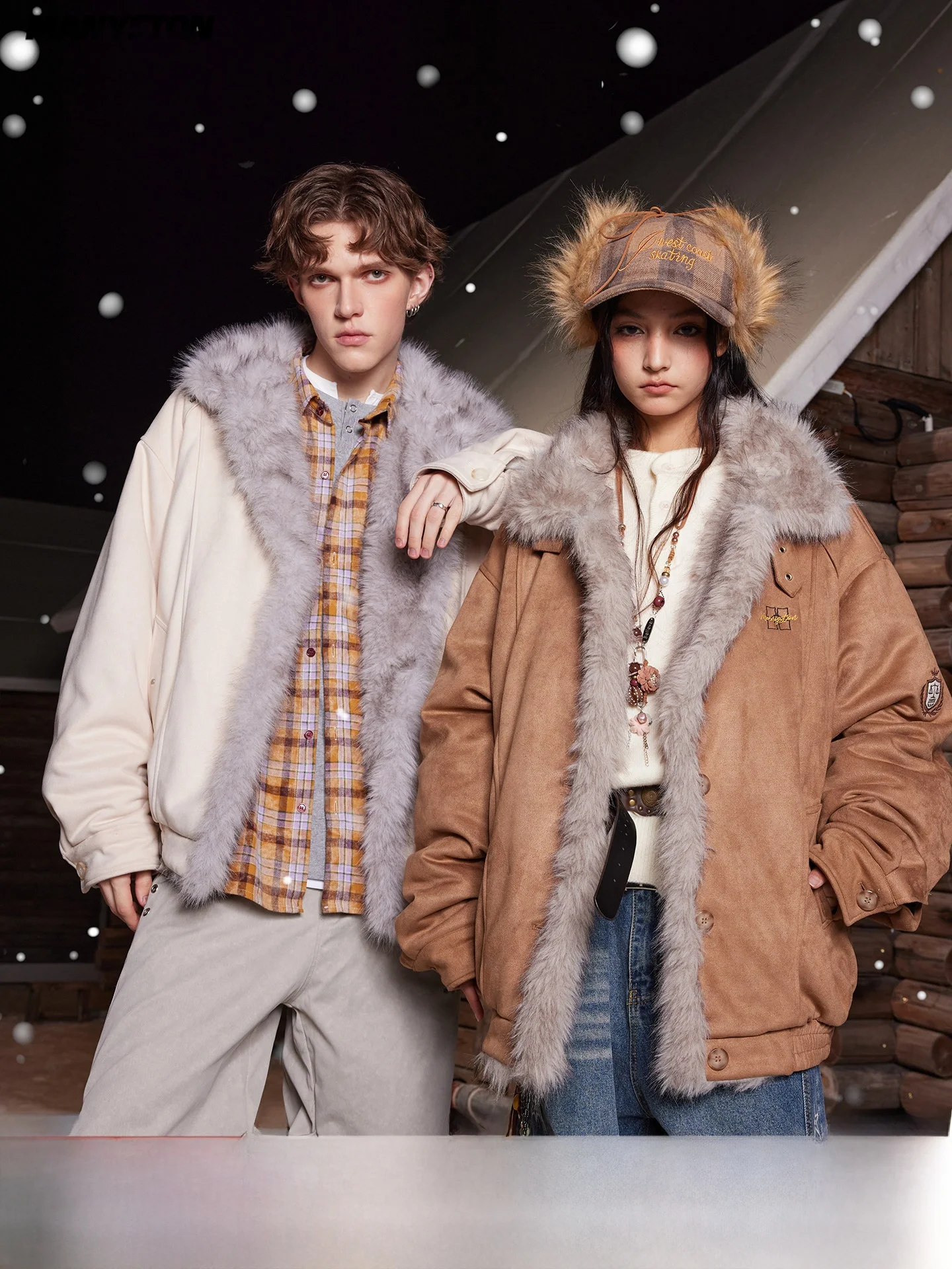 

American Retro Suede Cotton Jaet for Men Thiened Winter Coat Collar Design Warm Polyester Fiber Long Sve Regular Fit