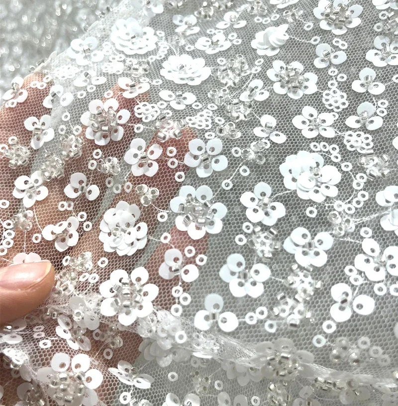 Элегантная красная сетчатая ткань с блестками и цветами, блестящий прозрачный материал, вечернее платье, праздничное платье, сценическая одежда, свадебная роскошная одежда «сделай сам»