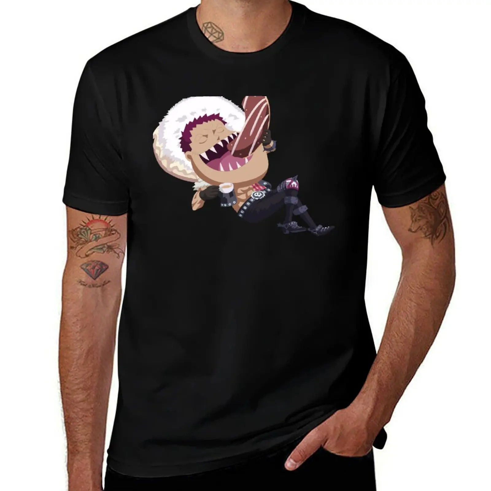 

Charlotte Katakuri Eating Donuts T-Shirt anime clothes Blouse baggy shirts funny meme t-shirts mens graphic t-shirts anime
