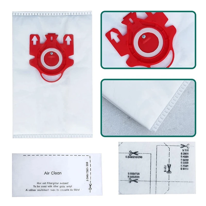 밀레 FJM 진공 백, 에어클린 3D 효율 진공 청소기용, 모터 필터 4 쌍 포함, 12 팩