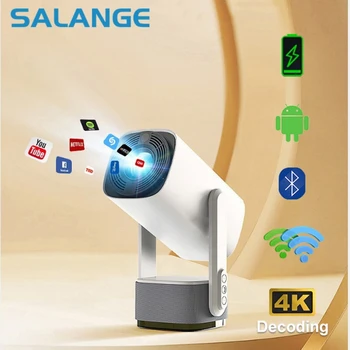 Salange 4K-Projektor K2 Smart Android11 ​​Eingebauter Akku Bluetooth-Lautsprecher WIFI Autofokus Keystone-Korrektur Free-Style für Samsung iPhone Android Phone Outdoor-Filmprojektor