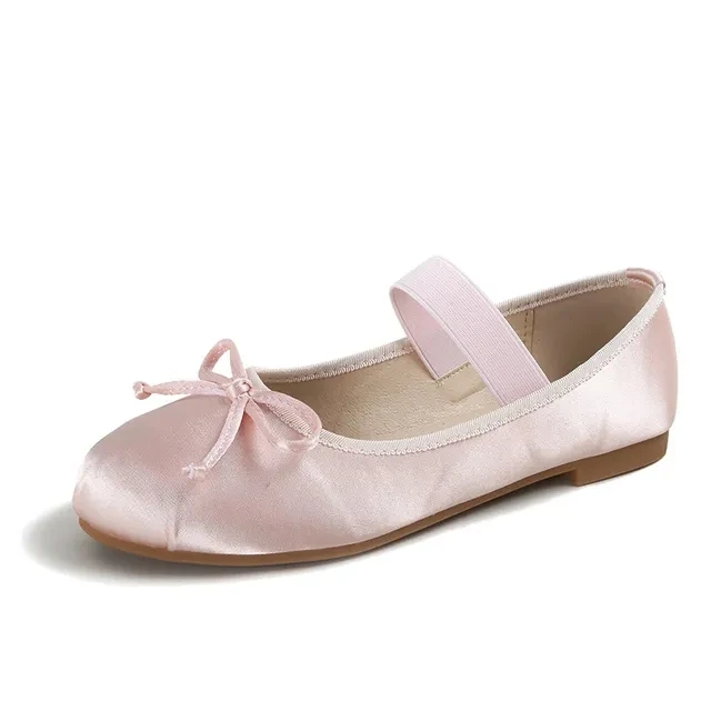 Size 33-43 Women Shoes Mary Jane Round Toe Ladies Shoes Bow Silk Satin Ballet Flats Spring Autumn Flat Shoes Zapatos De Mujer