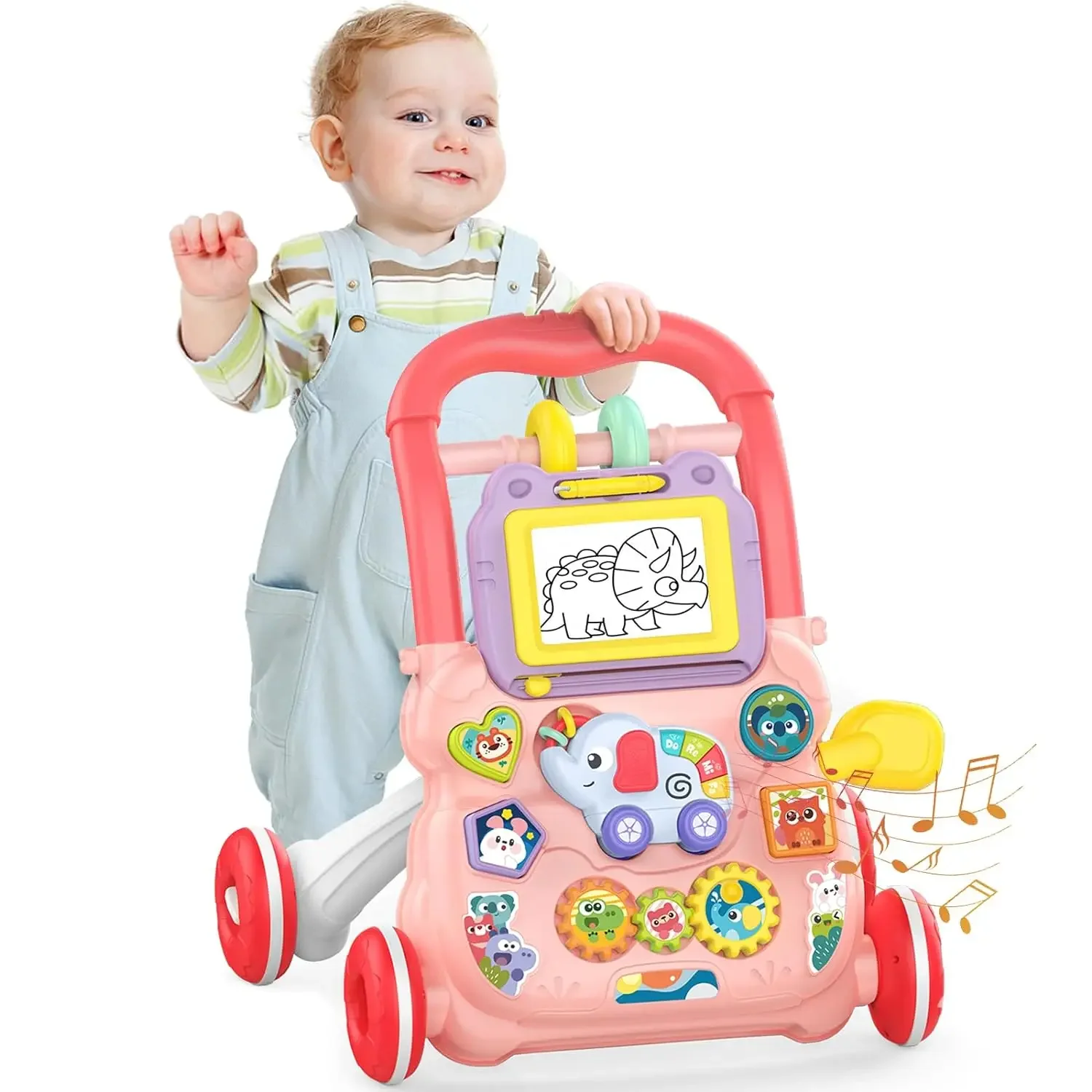 Baby Learning Walker Sit to Stand 2in1 Early Educational Activity Center with Drawing Board Baby Music Learning Toys for Infant