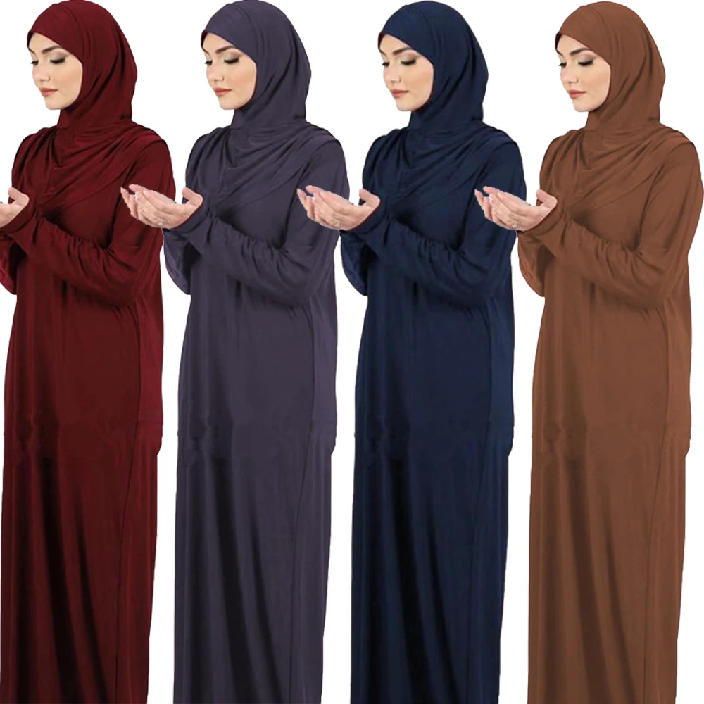 

Eid Hooed Abaya Muslim Women Prayer Khimar Garment Ramadan Dress Modest Burqa Islam Arabic Worship Clothing Middle East Caftan