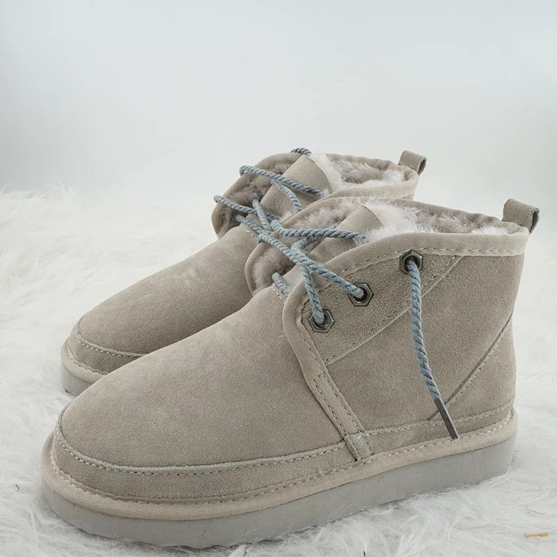 

Модные зимние ботинки для женщин, зимняя обувь на шнуровке, короткие ботильоны из натуральной воловьей кожи с утолщенной шерстяной подкладкой