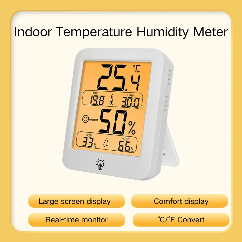 Indoor Temperature and Humidity Meter Wireless Digital Thermometer -50℃~70℃ Range Comfort Display Data Record Thermo-Hygrometer