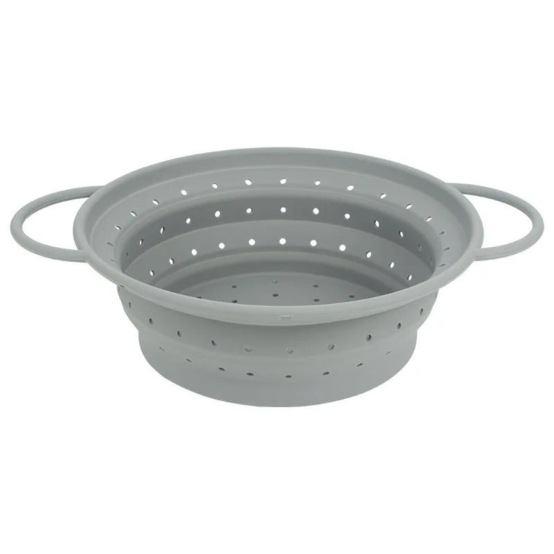 Silicone Drain Basket Folding Fruit and Vegetable Basket Round Fruit Basket Retractable Strainer Kitchen Tools