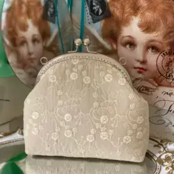 Lost in Vinatge Soft Lace Floral Embroidery Clutch Kiss Lock Bag Snap Closure Clasp Frame Sliver Chain Strap Bridal HandPurse