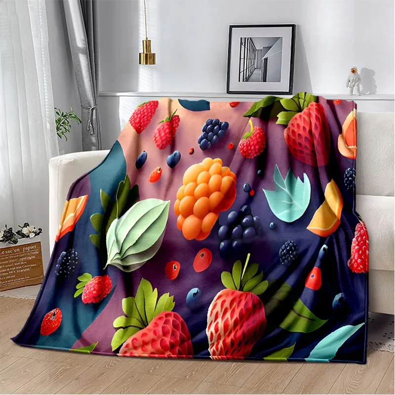 3D Printing Cute Fruit Cartoon Blanket,Soft Throw Blanket for Home Bedroom Bed Sofa Picnic Travel Office Rest Cover Blanket Kids