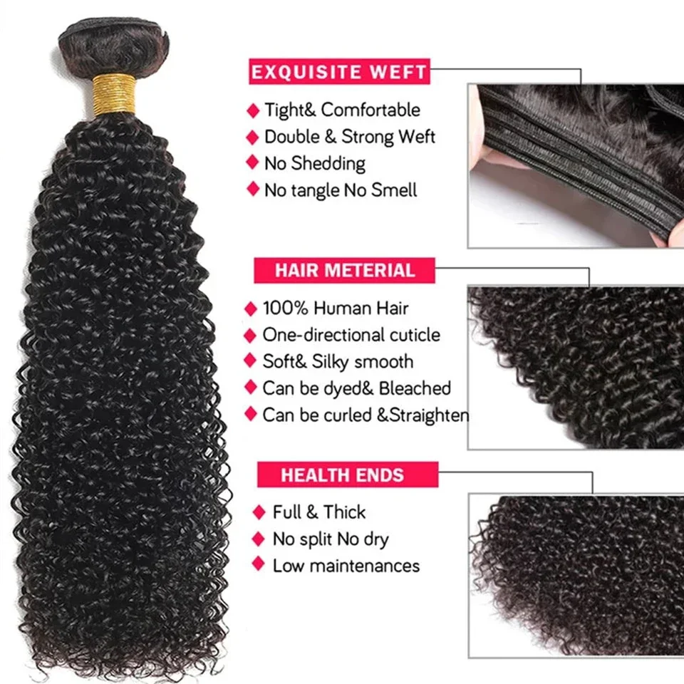 Cabelo Humano Cacheado Kinky Peruano em Pacotes de 1/3/4 Peças, Extensões de Cabelo Natural, Topper Feminino, Atacado, Pacotes de Cabelo Humano Remy