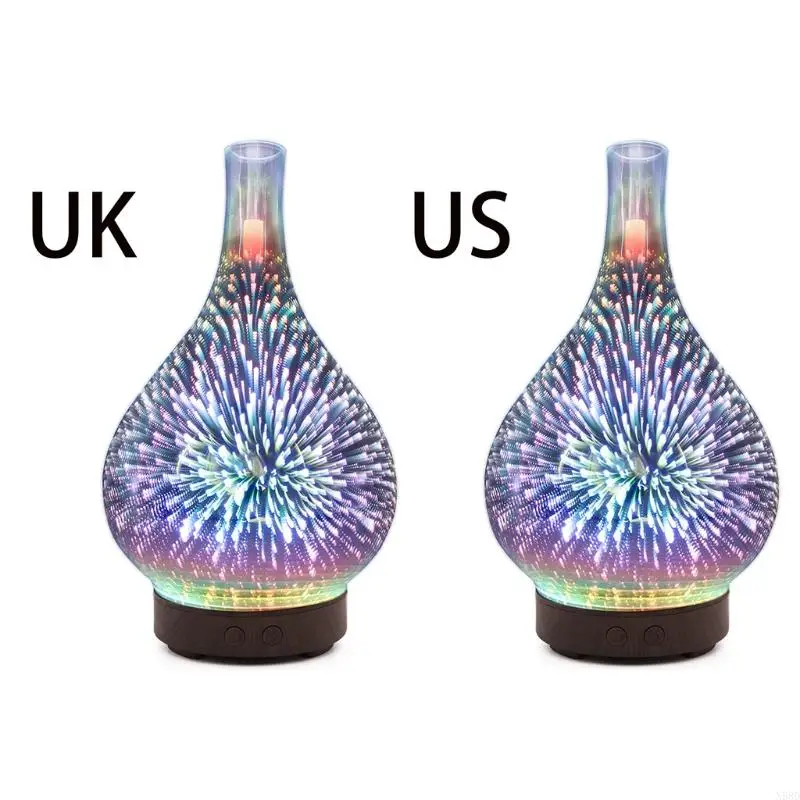 Bộ khuếch tán tinh dầu làm ẩm bộ lọc 100ml Glass Displicers 7 màu đèn LED Thay đổi cho văn phòng phòng ngủ tại nhà N58D