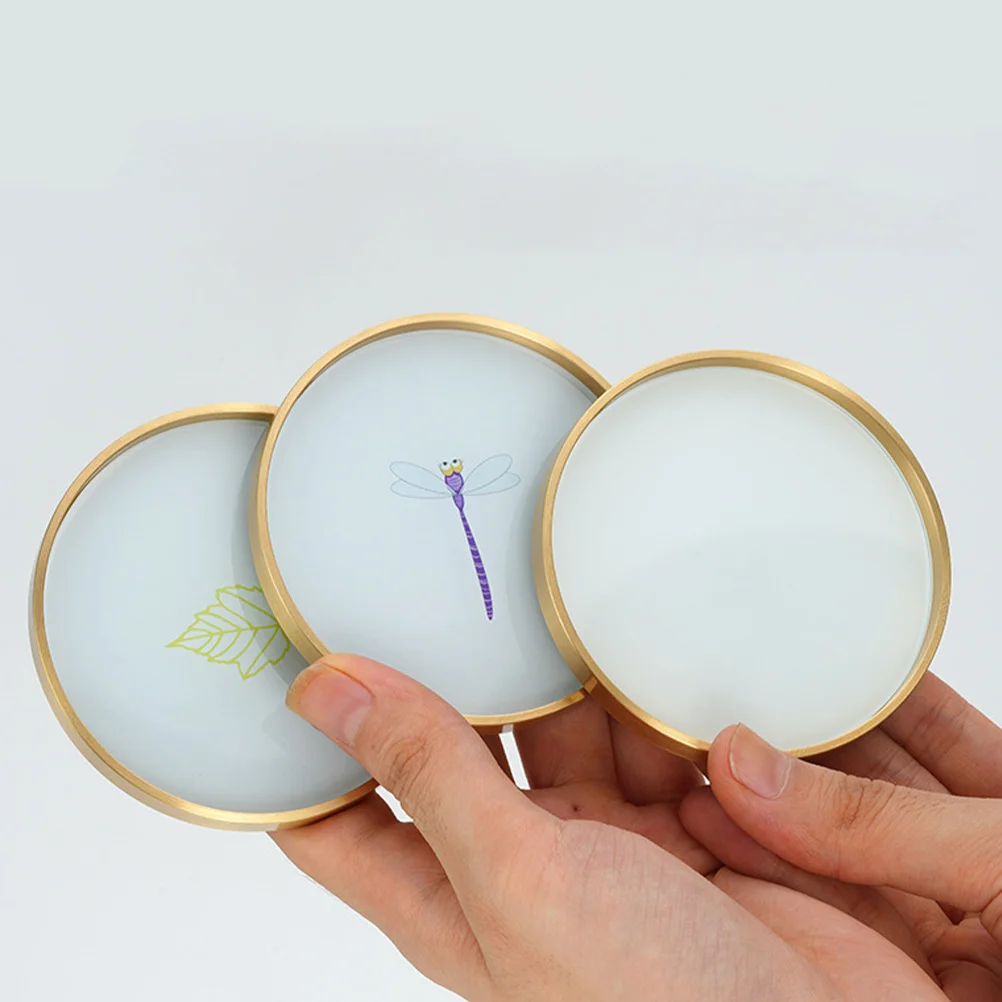 

Brass Glass Tea Cup Coaster Heat Insulation Tray Decorative Vintage Coffee Saucer Cup Mat Plates Teacup Coaster