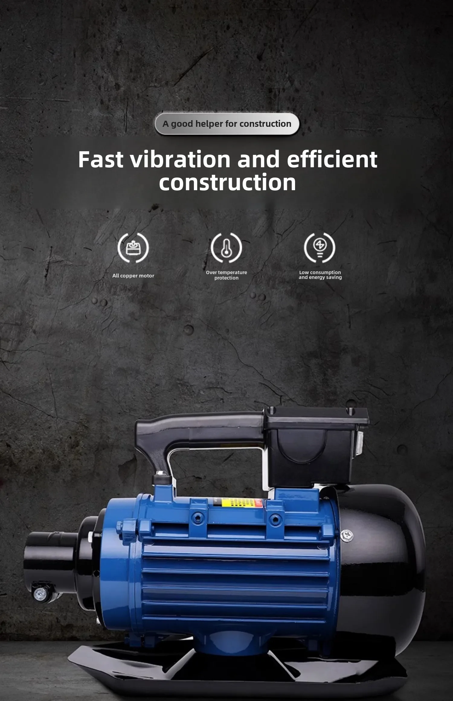 220V Efficient Single Phase Concrete Vibrator for Precise Cement Consolidation in Construction