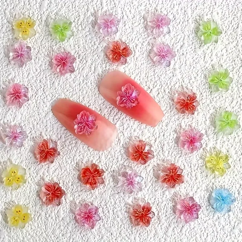 100/200 Pieces 3D Floral Nail Art Decorations – Translucent Icy-Crystal Style & Glow-in-the-Dark Options