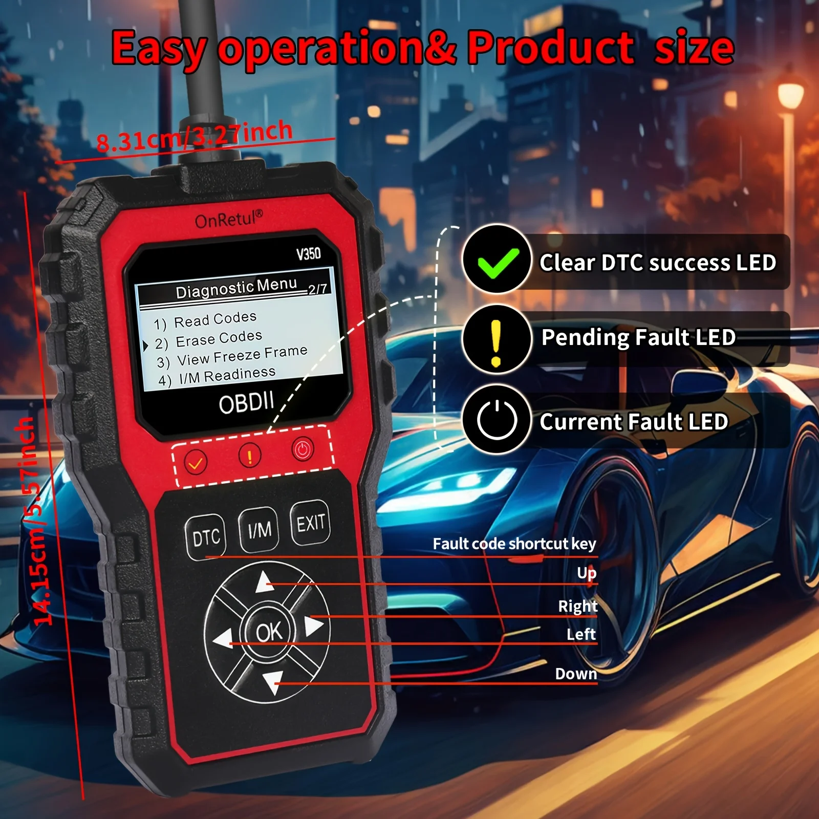 الماسح الضوئي Obd2 المتقدم V350 - أداة تشخيصية محمولة لجميع المركبات، قراءة أخطاء المحرك، بطاريات الاختبار، تحليلات وأختبار أداء المحرك، كودات فحص الجودة 350+، 35، 901+، تصميم سهل الاستعداد، تصميم مريح، بدون بطارية