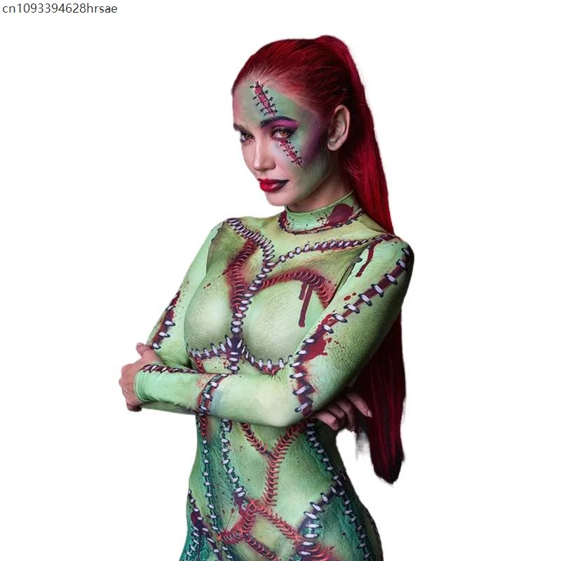 Damski Męski Horror Wąż Druk 3D Kombinezon Catsuit Kostiumy Cosplay Obcisły Punk Zentai Damski Halloween Party Body