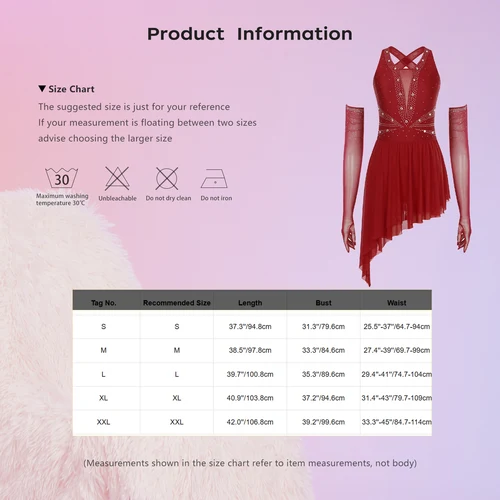 Imagen 2 del producto Vestido de baile de Tango lírico para mujer, vestido asimétrico con diamantes de imitación y guantes, traje de baile de salón, Tango, Jazz, Rumba, Samba