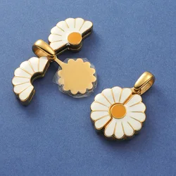 Fnixtar 5pcs/Lot  Stainless Steel Mirror Polish Sunflowers can be Laser Engraved Pendants For DIY Necklace Lover Friend Gift